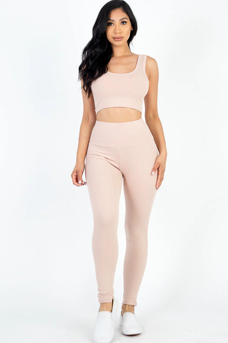 Ribbed Crop Top & Leggings Set (CAPELLA)