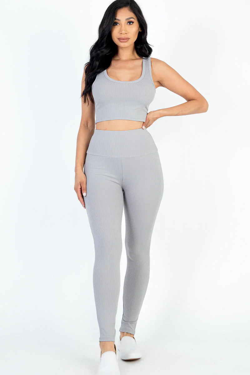 Ribbed Crop Top & Leggings Set (CAPELLA)