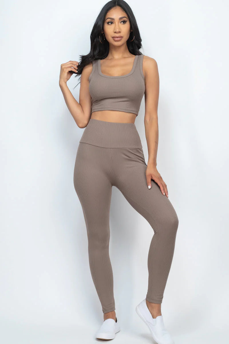 Ribbed Crop Top & Leggings Set (CAPELLA)