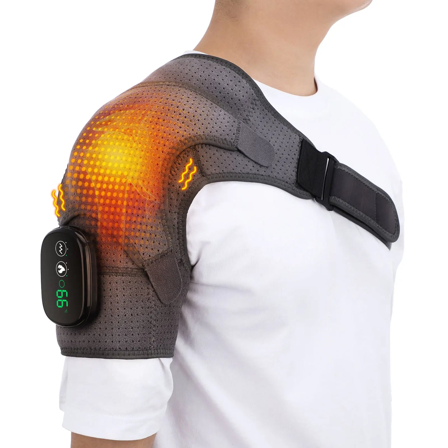 Electric Heating Shoulder Brace LED Display Vibration Shoulder Massage Support Belt Strap for Arthritis Joint Injury Pain Relief