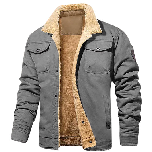 Men's Fashion Solid Pocket Cardigan Button Sweater - Fleece Lined Jacket