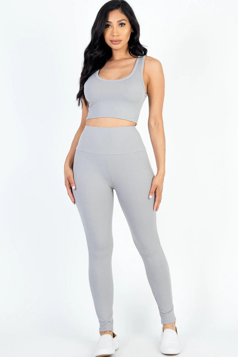 Ribbed Crop Top & Leggings Set (CAPELLA)