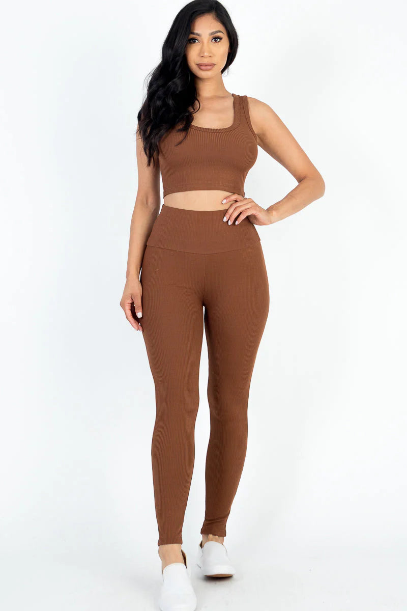 Ribbed Crop Top & Leggings Set (CAPELLA)