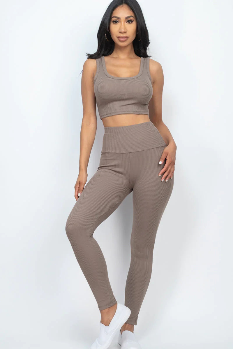 Ribbed Crop Top & Leggings Set (CAPELLA)